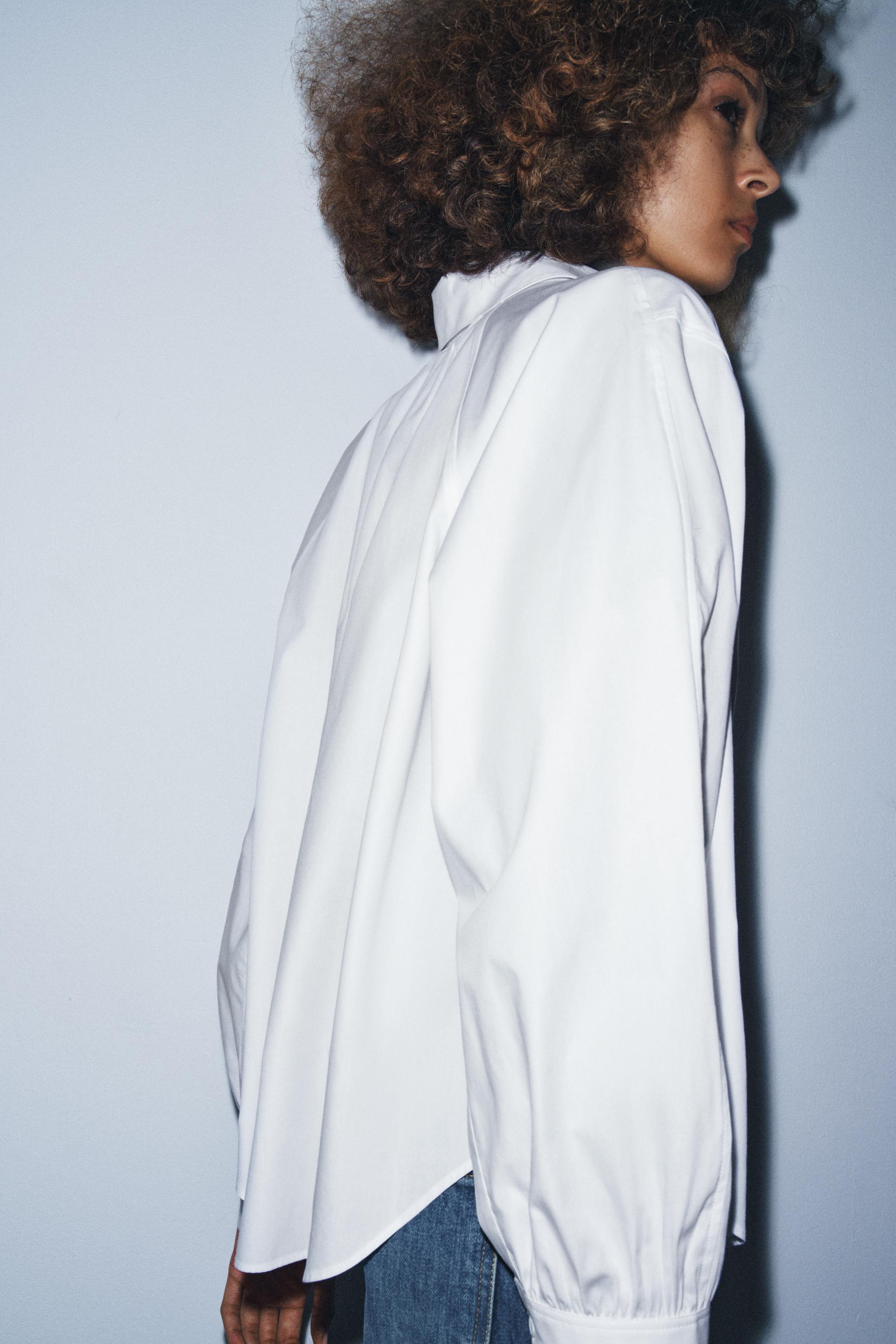 ZW COLLECTION POPLIN PLEATED SHIRT